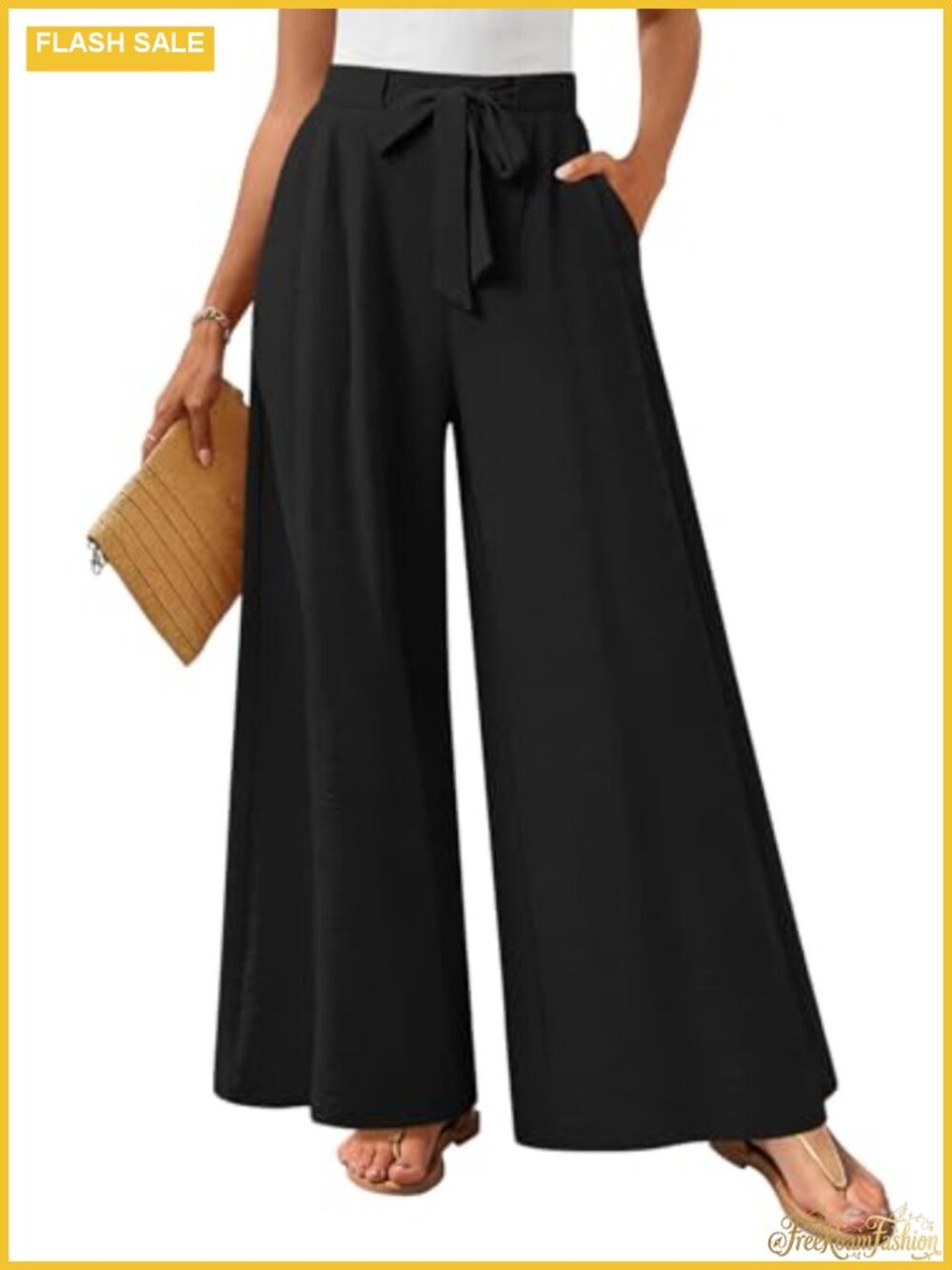Wide Leg Lounge Pants High Waisted Drawstring Palazzo Trousers Pockets